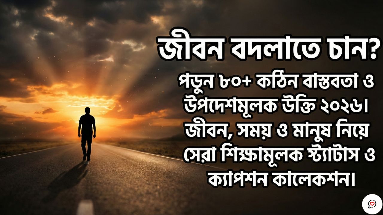 ৮০+ কঠিন বাস্তবতা ও উপদেশমূলক উক্তি ২০২৬ | সেরা শিক্ষামূলক স্ট্যাটাস