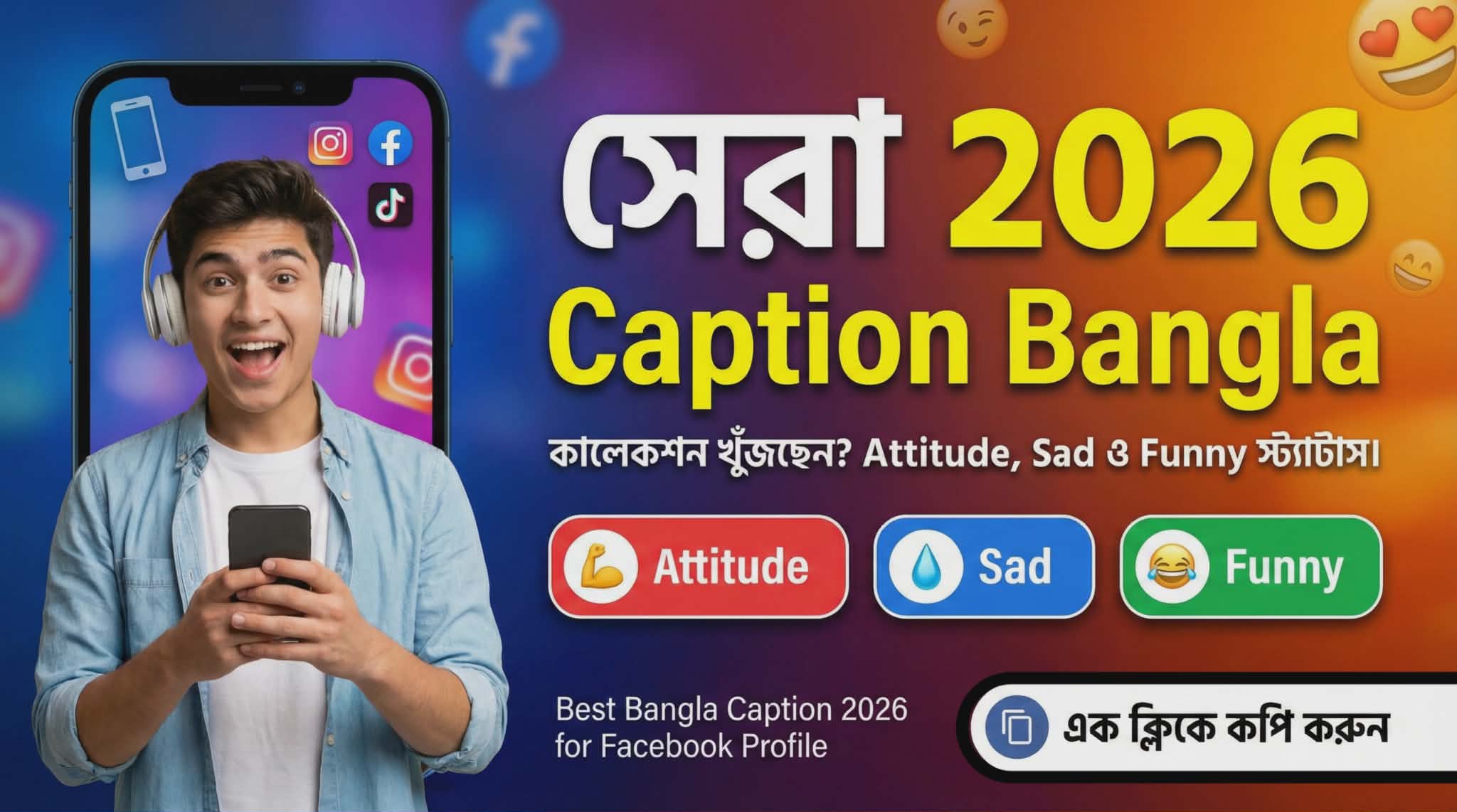 70+ Best 2026 Caption Bangla | Attitude , Funny, New Year Status 2026