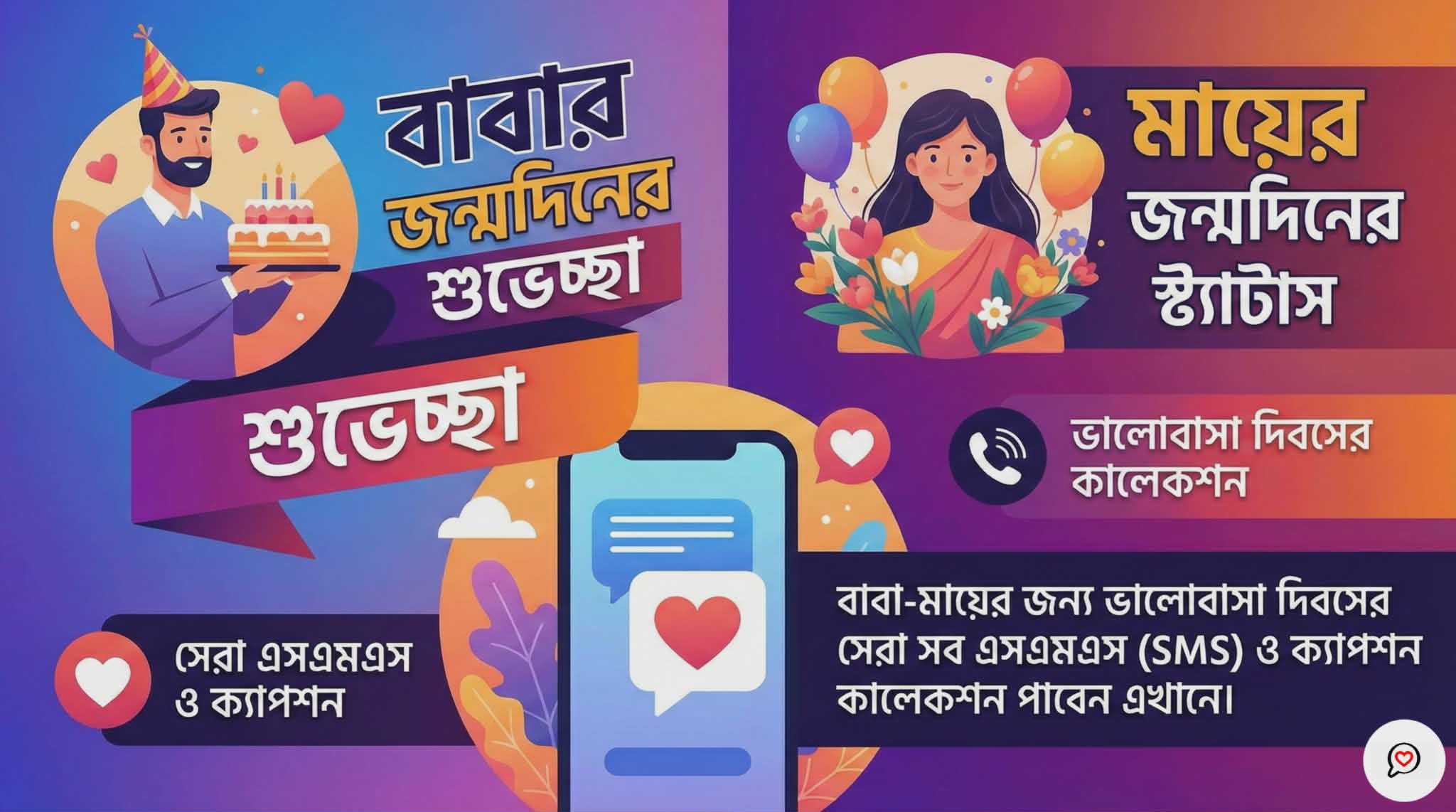 বাবা মায়ের জন্মদিনের স্ট্যাটাস ও ভ্যালেন্টাইন ডে ক্যাপশন | Birthday Wishes for Mom Dad