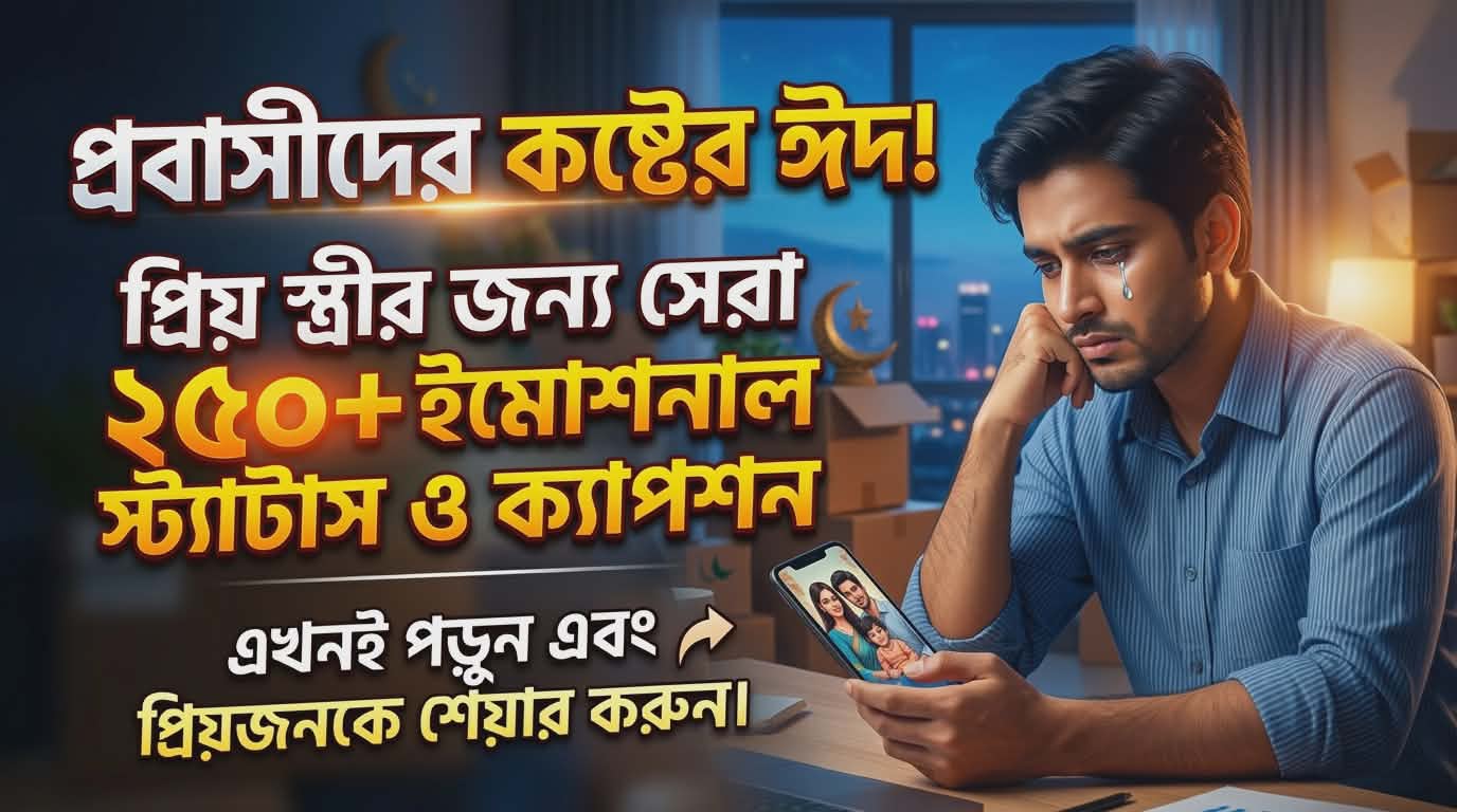 ২৫০+ Probashi Eid Status for Wife | প্রবাসীদের ঈদের কষ্টের স্ট্যাটাস