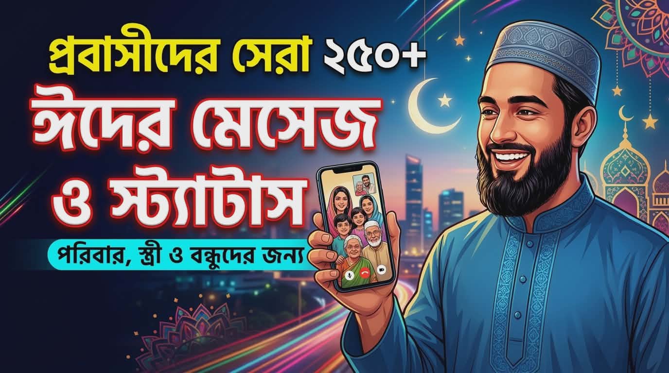 ২৫০+ সেরা Probashi Eid Mubarak Status Bangla | প্রবাসীদের ঈদের শুভেচ্ছা