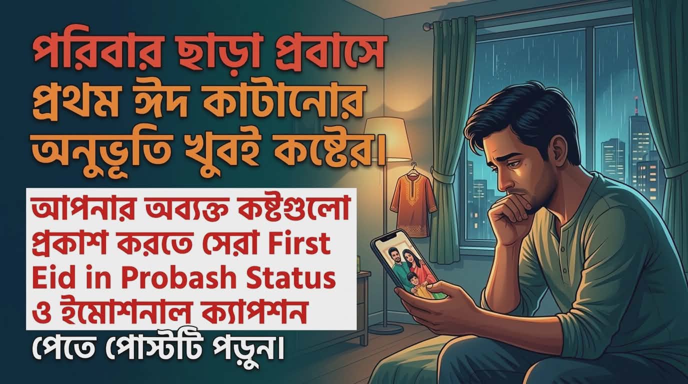 ২৫০+ First Eid in Probash Status | প্রবাসে প্রথম ঈদের স্ট্যাটাস