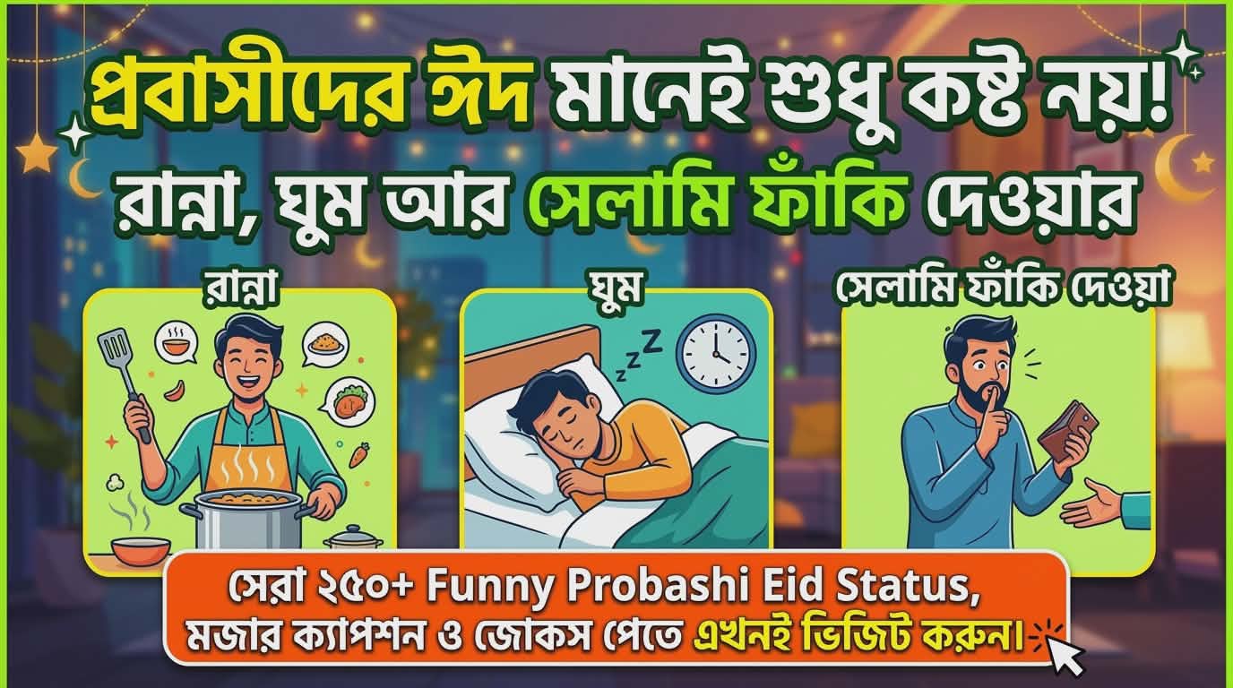 ২৫০+ Funny Probashi Eid Status | প্রবাসীদের ঈদের মজার স্ট্যাটাস