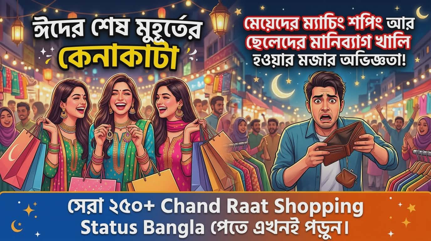 সেরা ২৫০+ চাঁদ রাতের শপিং স্ট্যাটাস ও ফানি ক্যাপশন | Chand Raat Status