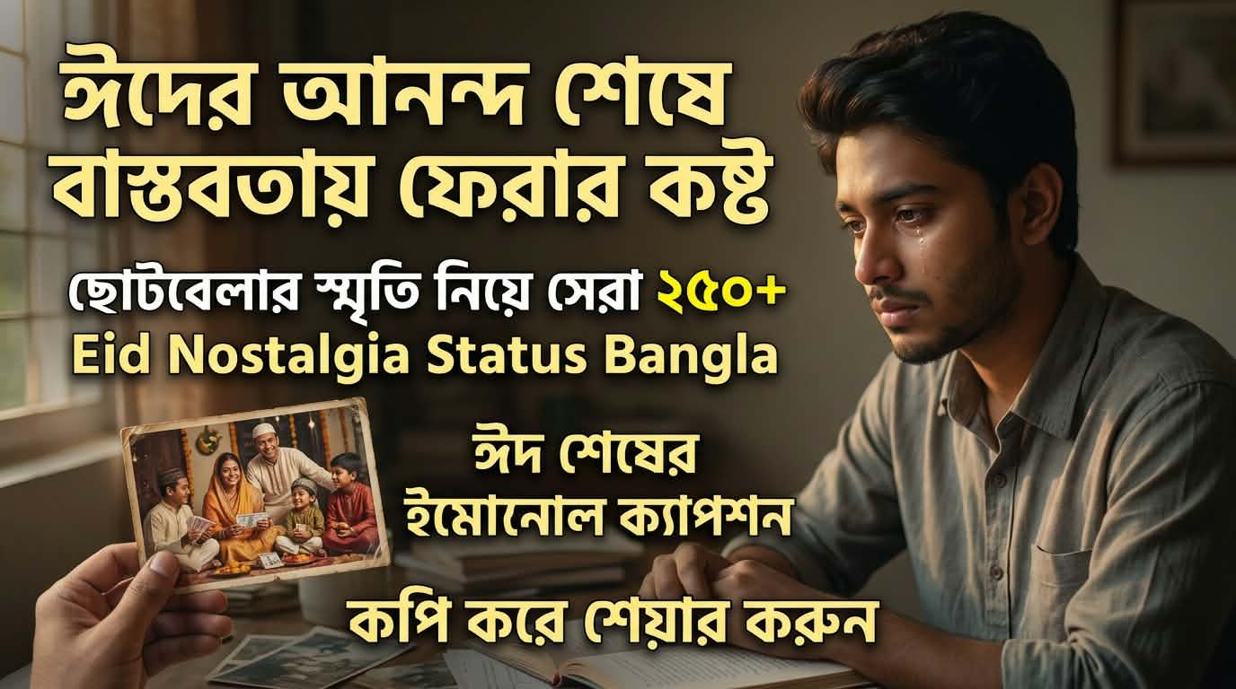 ২৫০+ ঈদ শেষের বিষাদ ও Nostalgia স্ট্যাটাস (End of Eid Caption)