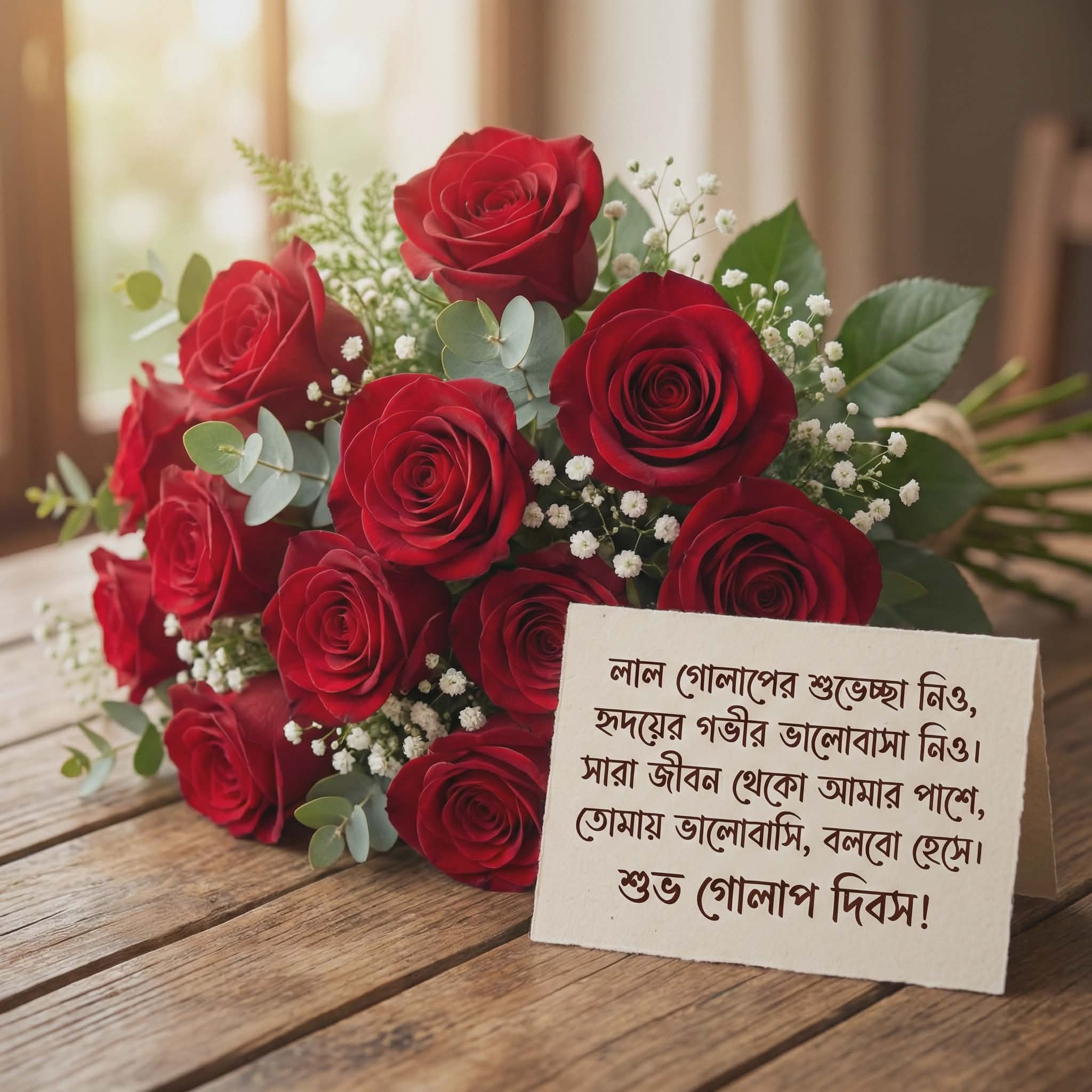 লাল গোলাপের শুভেচ্ছা নিও | Bangla Rose Day SMS & Kobita